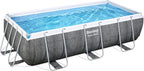 Bestway 56721 - Piscina Desmontable Tubular Power Steel Diseño Rattan 404x201x100 cm Depuradora de cartucho de 2.006 litros/hora Con Escalera