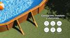 Piscina de Acero Elevada,Ovalada con Aspecto Madera. Piscinas Desmontables para Jardín. 730 x 375 x 120 cm - Piscina Gre KIT730W Pacific.