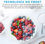 Midea Frigorífico Combi No Frost | 60 cm ancho x 188 alto cm | Inox | Nevera libre instalación 224 L + 86 L Congelador - Refrigerador de bajo consumo con congelador vertical