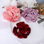 Satin Rose Fabric Flower with Stamen Center - Bright Pink 7CM