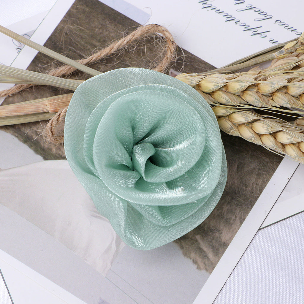 Glossy Rolled Rose Fabric Flower Applique - Gray 5CM
