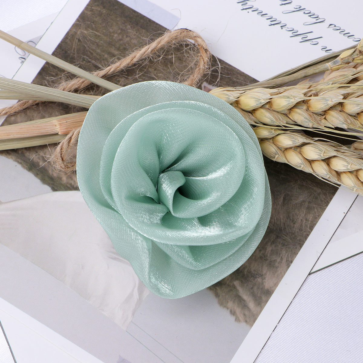 Glossy Rolled Rose Fabric Flower Applique - Gray 5CM