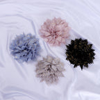 Metallic Striped Ruffled Fabric Flower Applique - Beige 11CM