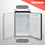 TELEFUNKEN Kühlschrank ohne Gefrierfach | Freistehend | 135 Liter Nutzinhalt | Kühlschrank klein mit Gemüsefach | LED-Beleuchtung | Türanschlag wechselbar | C-135-100-W weiß