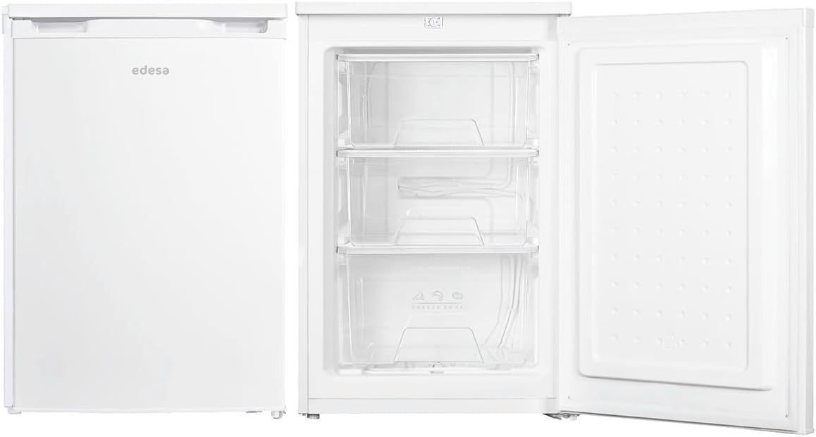Edesa Congelador Horizontal EZS-0813 WH/A Table-Top Frío Homogéneo Regulación Mecánica de Temperatura 3 Cajones de Capacidad y Puerta Reversible Tirador Integrado Ancho 55,3cm Color Blanco