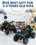 Garvee Quad Eléctrico Niño 12 V, Coche Eléctrico 4 Ruedas Todoterreno con 2 Motores, Mando a Distancia Parental, Suspensión, Faros LED, Música, Bluetooth, USB, Bandera Luminosa, a Partir de 3 años