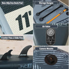 AKSPORT Tabla hinchable de surf de remo, tabla de surf hinchable con todos los accesorios, diseño ancho y estable, tabla antideslizante, tabla de remo para jóvenes y adultos