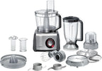 Bosch MultiTalent 8, Robot kuchenny z tarczą do frytek i młynkiem do ziaren, 1250 W, duża misa 3,9 l, mikser 1,5 l, wyciskarka do cytrusów, wyświetlacz LED, MC812M844, biały, szczotkowana stal