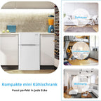 COSTWAY 90L Kühlschrank mit 27L Gefrierfach Kühl-Gefrier-Kombination Standkühlschrank Gefrierschrank mini Kühlschrank (weiß)