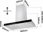 CIARRA CBCS9102 Campana Extractora 90 cm Clase A+++ 650 m³/h WIFI Control Táctil 4 Velocidades Evacuación al Exterior y Recirculación Interna por Filtro de Carbón CBCF003