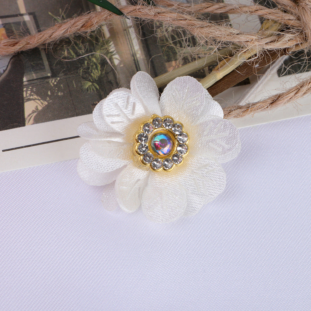 Leaf Petal Fabric Flower with Rhinestone Center - Purple 3cm