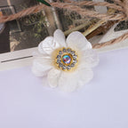 Leaf Petal Fabric Flower with Rhinestone Center - Purple 3cm