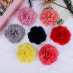 Chiffon Multi Layer Rose Fabric Flower Applique - Gray 8CM