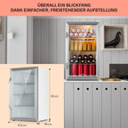 Klarstein Mini Kühlschrank mit Glastür für Zimmer, Getrnkekühlschrank mit Verstellbaren Ablagen, Kleiner 80 Liter, Indoor/Outdoor Kühlschrank Leise