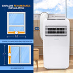 SereneLife Mini Klimaanlage mobil, 3-in-1 mobiles Klimagerät mit Abluftschlauch – Luftkühler, Luftentfeuchter & Ventilator, Air conditioner – 9.000 BTU, 1,5L Feuchtigkeit/Stunde, kühlt Räume bis 42 m2