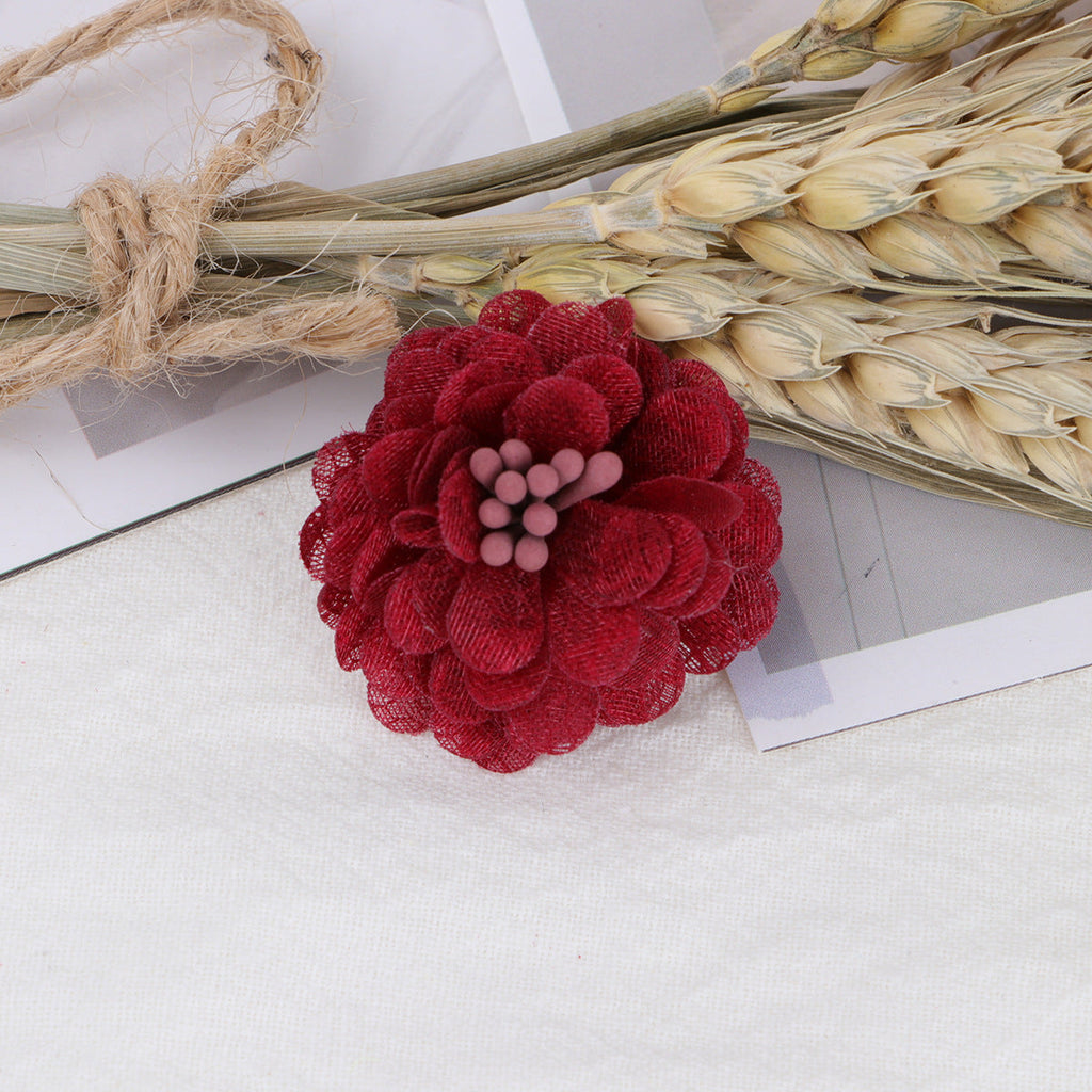 Mini Lace Mesh Fabric Flower with Bead Center - Product Detail Photo 5