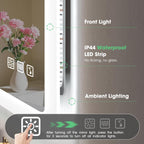 S'bagno Espejo-Baño-con-Luz 100x70cm, Espejo-Baño-Led-Bluetooth, Antivaho, 3 Colores, Regulable, Memoria, Vidrio Templado HD, Resistente Al Agua IP44, Vertical/Horizontal