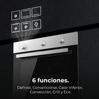 Cecotec Horno Integrable Multifunción 70L Bolero Hexa M236000 Inox Time. 2800W, 6 Funciones, Temporizador, Steam Base XXL, Steam Assist, Steam EasyClean, Cooling Fan, Modo Defrost, Eco, Convección