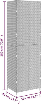 Armario de almacenaje de jardín ratán PE Negro arcones para Jardin Exterior 59x40x180 cm