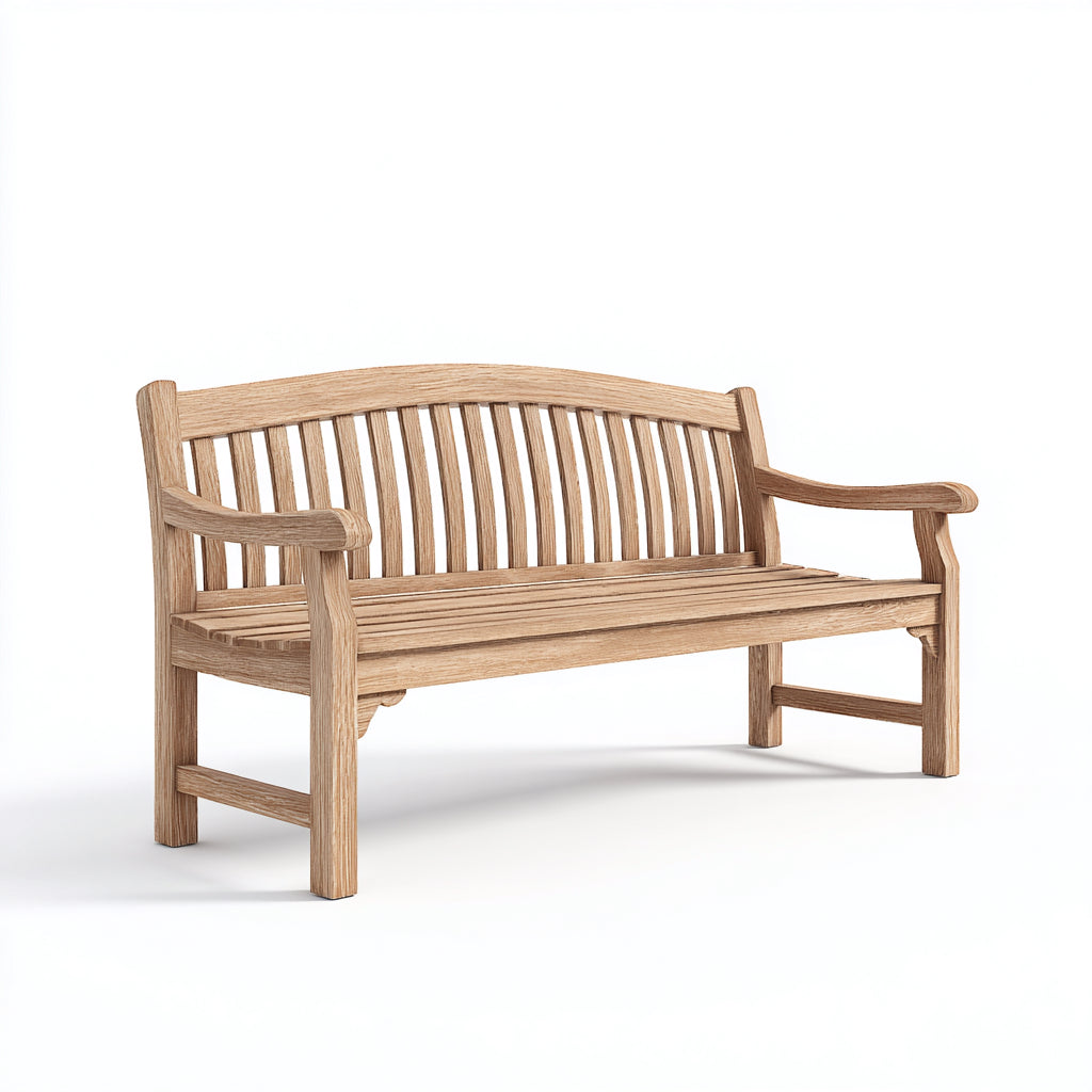 Banco de jardín - madera maciza de teca - 150x65x92 cm - natural - estilo clásico