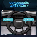 AIYAPLAY Coche Eléctrico para Niños de +3 Años con Licencia Land Rover Discovery Sport Carro Eléctrico Infantil con Batería 12V Mando a Distancia Arranque Lento Faros Bocina y Música Blanco