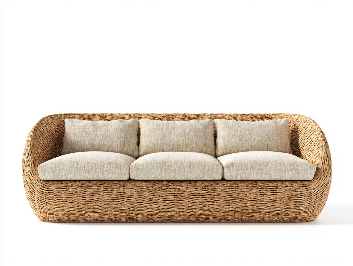 Sofás de exterior 210x85x75 cm - ratán sintético beige - diseño natural para jardín y terraza