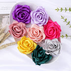 Classic Satin Rose Fabric Flower Applique - Yellow 7CM