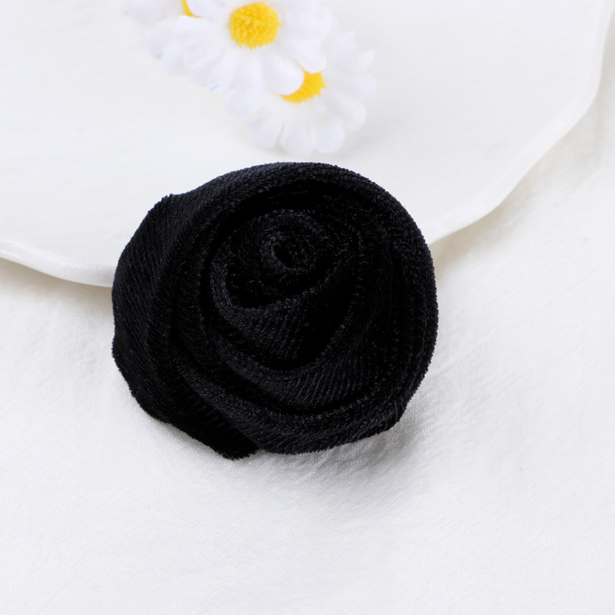 Velvet Rolled Rose Fabric Flower Applique - Product Detail Photo 4