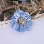 Leaf Petal Fabric Flower with Rhinestone Center - Red 3cm