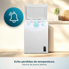Cecotec Congelador Horizontal 143L Bolero CoolMarket Chest 143P White E. Cesta con Asas, Control Electrónico LED, UltraContact D-Cool, Dual Function, Puerta ZeroG (80º-30º), Fast Freezing, Compacto