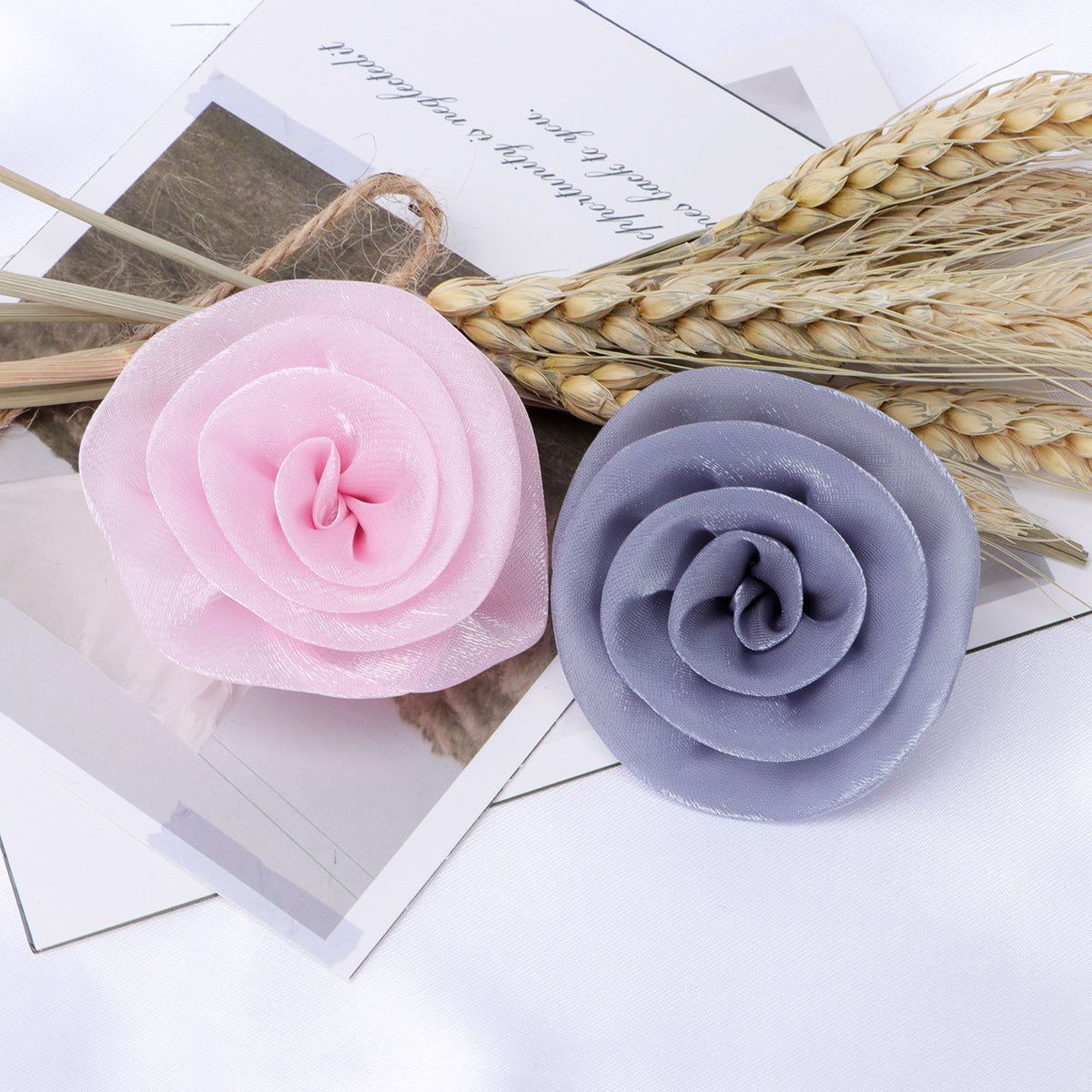 Glossy Rolled Rose Fabric Flower Applique - Purple 5CM