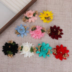 Layered Lotus Fabric Flower with Stamen Accent - Yellow 6.5CM