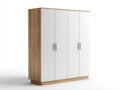 Armarios de 4 puertas 160x60x180 cm - madera MDF acabado blanco y roble - diseño moderno para dormitorio