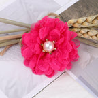 Lace Mesh Fabric Flower with Pearl Center - Product Detail Photo 3