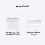 Apple AirPods Pro 3 Bezprzewodowe słuchawki, aktywna redukcja hałasu, pomiary tętna, funkcja aparatu słuchowego, Bluetooth, dźwięk przestrzenny, Hi-Fi, ładowanie przez USB-C