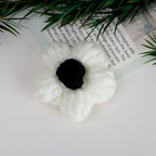 Knit Daisy Fabric Flower with Center Accent - Coffee 4cm