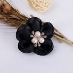 Pearl Center Satin Fabric Flower Applique - Wine red 5.5CM