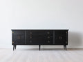 Mueble recibidor de madera con 3 cajones y 2 puertas 180x45x78 cm - Negro - Estilo vintage moderno