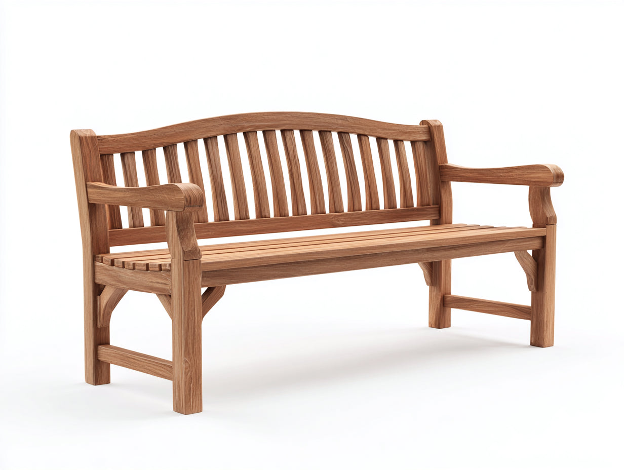 Banco de jardín de madera maciza 160x60x90cm - Madera natural - Diseño tradicional