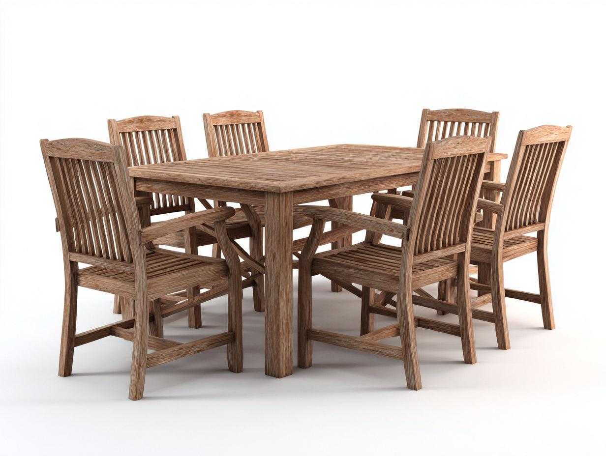 Conjuntos de comedor de jardín de madera 180x90x75 cm - marrón - diseño natural exterior