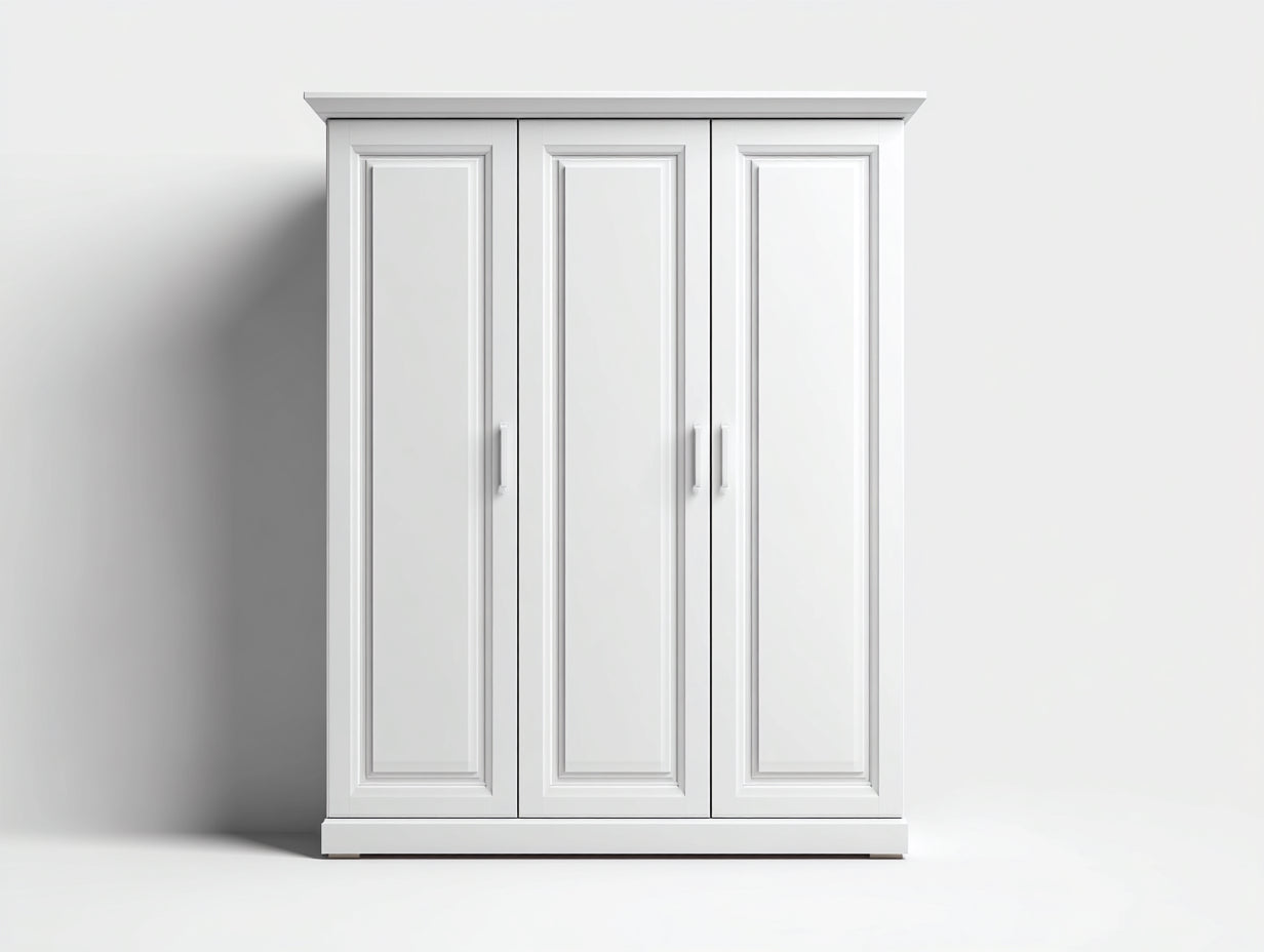 Armarios de madera 135x55x190 cm - blanco - diseño clásico con 3 puertas