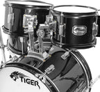 Tiger JDS14-BK Juego de batería junior de 5 piezas - Juego de batería negro para niños, edades de 3 a 10 años