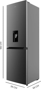Cecotec Frigorífico Combi 2 Puertas con dispensador de agua Bolero CoolMarket Combi 296 DF WD Dark E. 296L, 60cm de ancho, Funciones FastCooling, FastFreezing y DeFrost, LED interior, Dark Inox