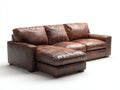 Sofás rinconeros tapizado cuero envejecido con chaise longue 268x165x92 cm - marrón - diseño clásico para salón