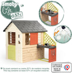 Smoby Life Casa Nature con Cocina de Juguete - Casita Infantil Interior y Exterior - Material Reciclado UV Resistente - A Partir 2 años - Cocina y Accesorios Incluidos - (7600810739)