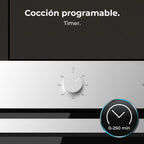 Cecotec Horno Integrable Multifunción 70L Bolero Hexa M236000 Line Time. 2800W, 6 Funciones, Temporizador, Steam Base XXL, Steam Assist, Steam EasyClean, Cooling Fan, Modo Defrost, Eco, Convección