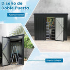 COSTWAY Caseta Jardin Exterior, 235 x 117 x 185 cm, obertizo Jardin Exterior con 2 Puertas, Techo Inclinado, Casita Organizador de Metal Galvanizado, Organizador de Herramientas para Jardín Patio