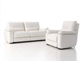 Conjunto de sofás reclinables de cuero sintético 200x90x95 cm - Blanco - 2 plazas y 1 plaza - Diseño moderno