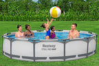 Bestway Steel Pro MAX Frame - Juego de Piscina con Bomba de Filtro, diámetro de 366 x 76 cm, Color Gris Claro, Redondo