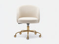 Silla de oficina tapizada - tela boucle 60x60x80 cm - color blanco crema - base metálica con ruedas ajustable giratoria